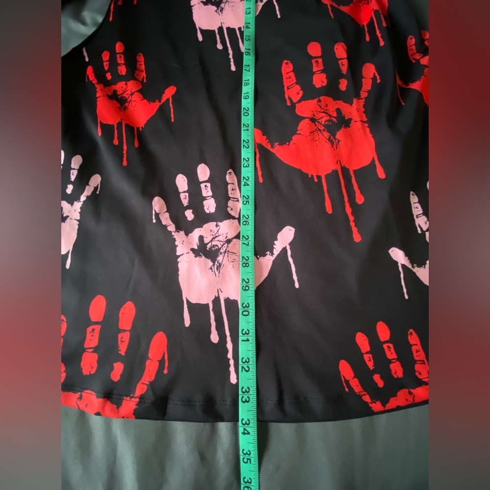 BLOODY HANDPRINT FIT & FLARE PARTY DRESS IN BLACK & RED LIKE NEW - Picture 8 of 9